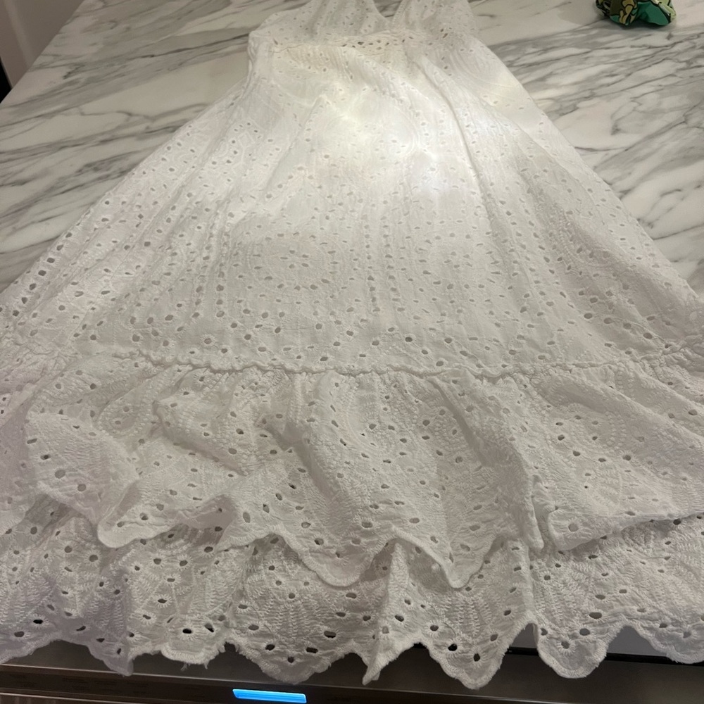 Tempo Paris Eyelet halter summer sundress in white- size small
